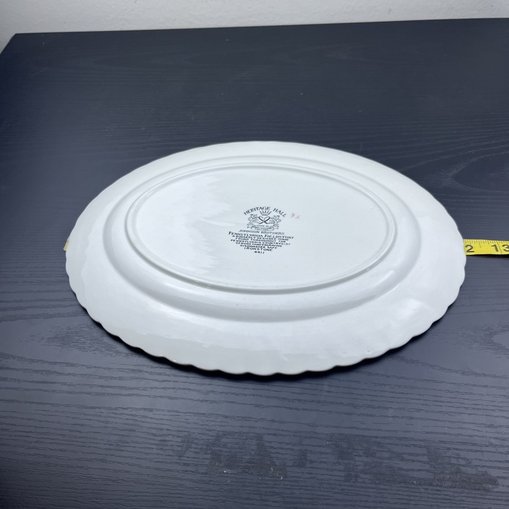 Johnson Brothers Heritage Hall Brown Penn Fieldstone 12" Oval Serving Platter - Picture 7 of 8